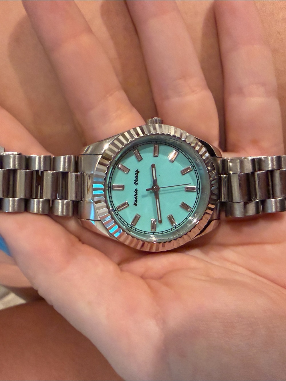 Rachie Schnay Stainless Steel Watch with Mint Dial